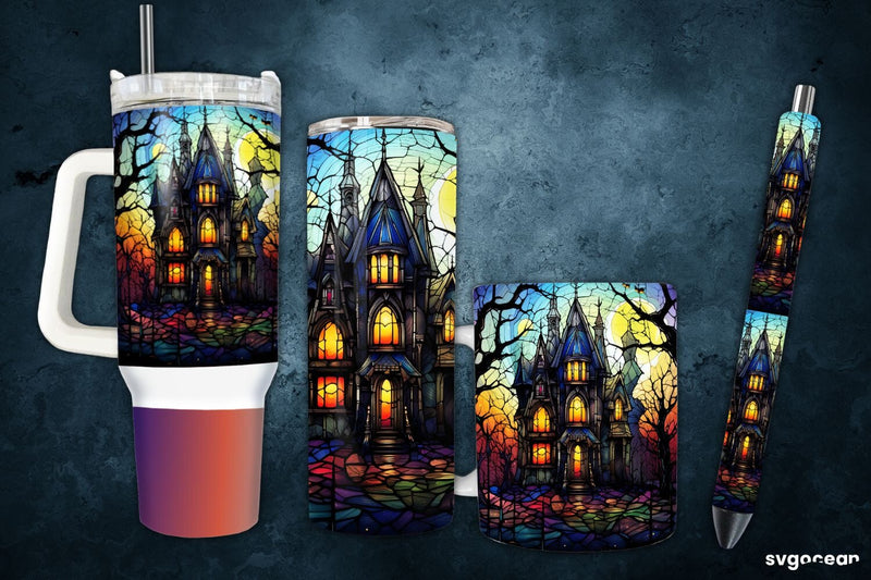 Scary House Bundle | Tumbler | Mug | Pen Sublimation SvgOcean 