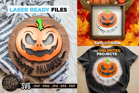 Scary pumpkin | Halloween SVG Sign SVG The Vintage Signs Shop 