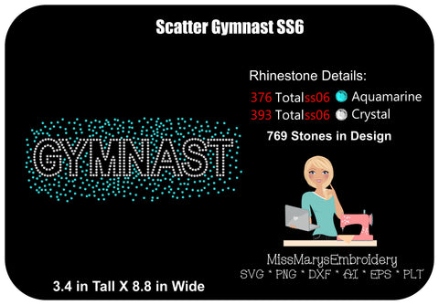 Scatter Gymnast Rhinestone | Rhinestone SVG | Gymnastics SVG SVG MissMarysEmbroidery 