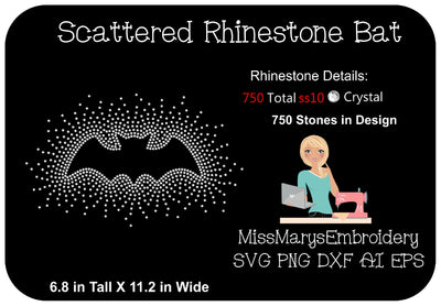Scatter Rhinestone Bat SVG MissMarysEmbroidery 