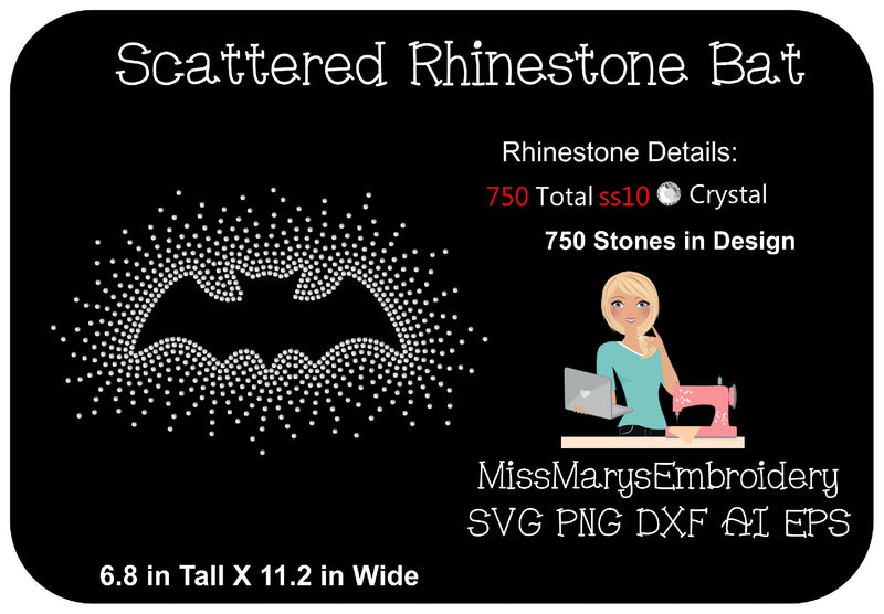 Scatter Rhinestone Bat SVG MissMarysEmbroidery 