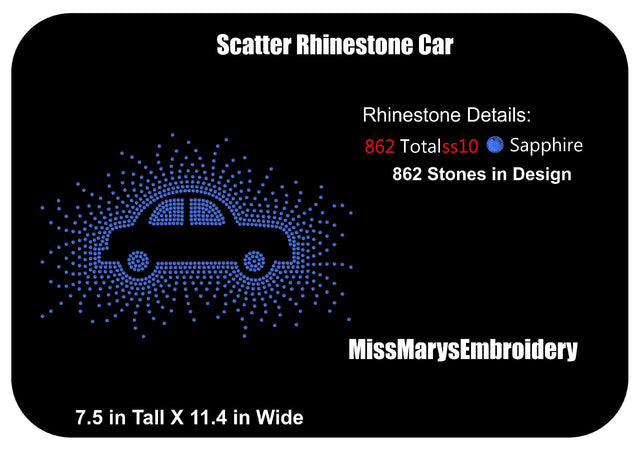 Scatter Rhinestone Car SVG MissMarysEmbroidery 