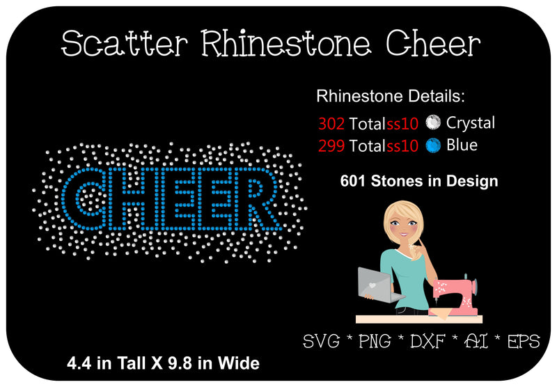Scatter Rhinestone Cheer SVG MissMarysEmbroidery 