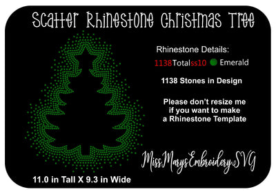 Scatter Rhinestone Christmas Tree SVG MissMarysEmbroidery 