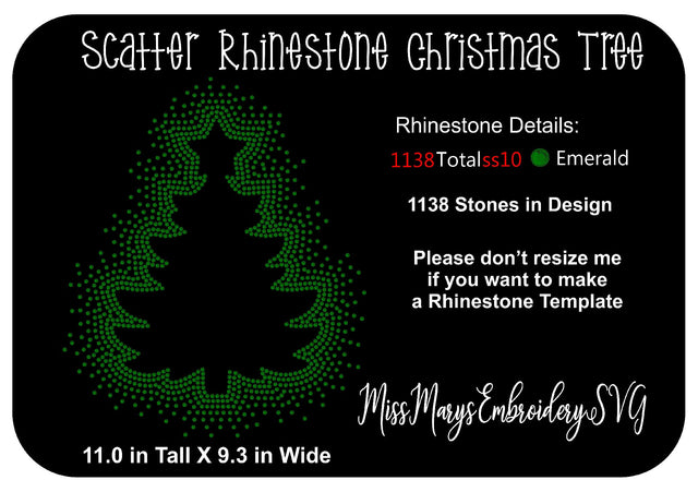 Scatter Rhinestone Christmas Tree SVG MissMarysEmbroidery 