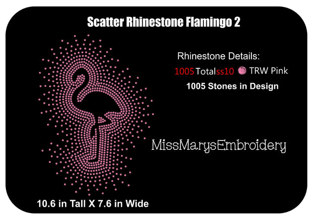 Scatter Rhinestone Flamingo 2 SVG MissMarysEmbroidery 
