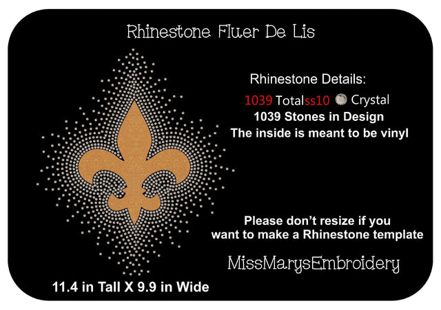 Scatter Rhinestone Fleur De Lis SVG MissMarysEmbroidery 