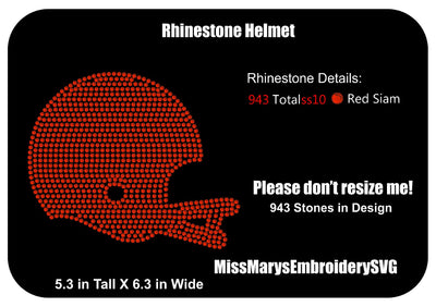 Scatter Rhinestone Football Helmet SVG MissMarysEmbroidery 