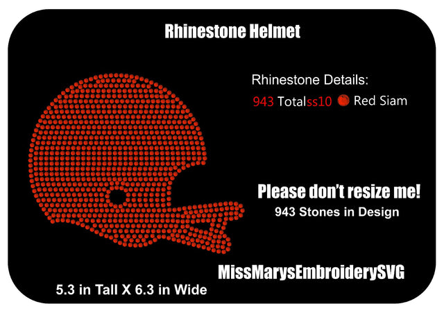 Scatter Rhinestone Football Helmet SVG MissMarysEmbroidery 