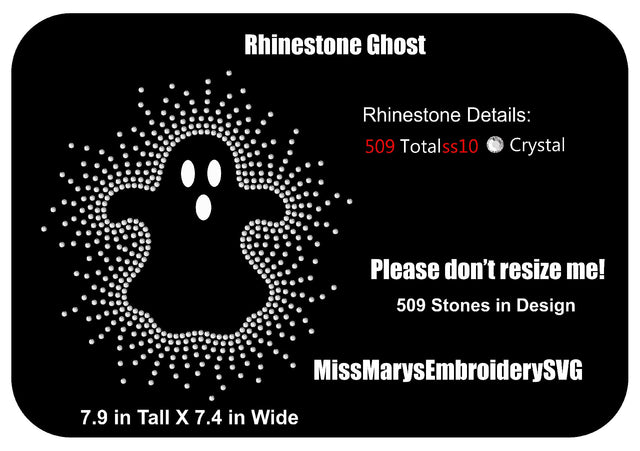 Scatter Rhinestone Ghost SVG MissMarysEmbroidery 
