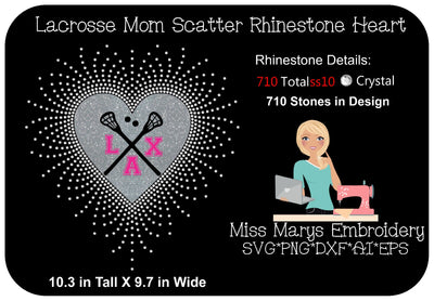 Scatter Rhinestone Lacrosse Heart SVG MissMarysEmbroidery 