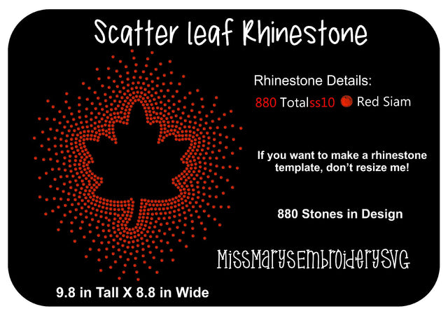 Scatter Rhinestone Leaf SVG MissMarysEmbroidery 