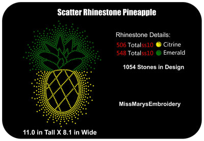Scatter Rhinestone Pineapple SVG MissMarysEmbroidery 