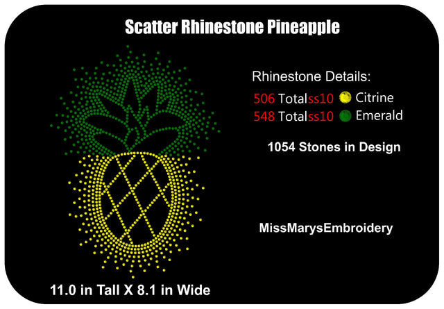 Scatter Rhinestone Pineapple SVG MissMarysEmbroidery 