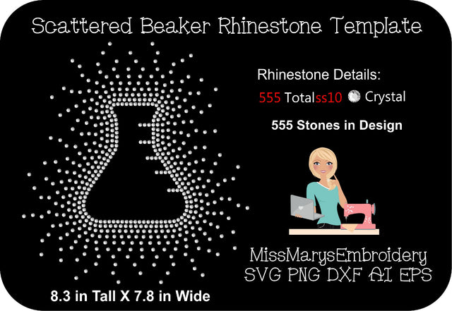 Scatter Rhinestone Science Beaker SVG MissMarysEmbroidery 