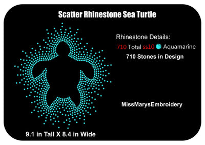 Scatter Rhinestone Sea Turtle SVG MissMarysEmbroidery 