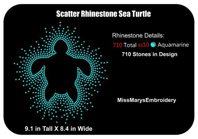 Scatter Rhinestone Sea Turtle SVG MissMarysEmbroidery 