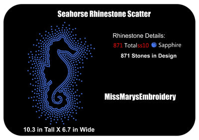 Scatter Rhinestone Seahorse SVG MissMarysEmbroidery 
