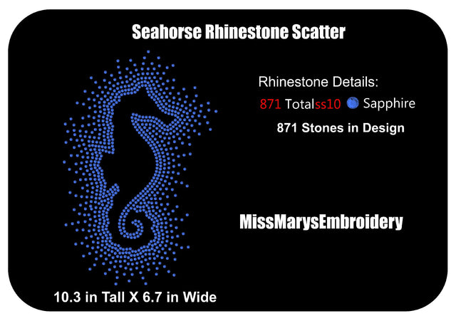 Scatter Rhinestone Seahorse SVG MissMarysEmbroidery 
