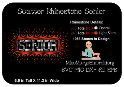 Scatter Rhinestone Senior SVG MissMarysEmbroidery 