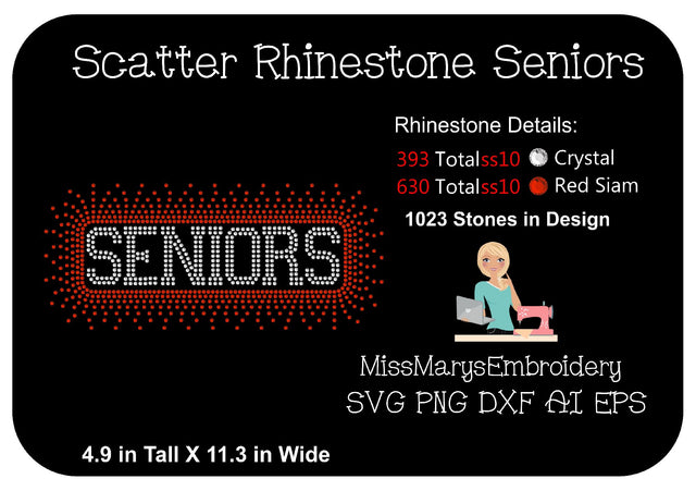 Scatter Rhinestone Seniors SVG MissMarysEmbroidery 