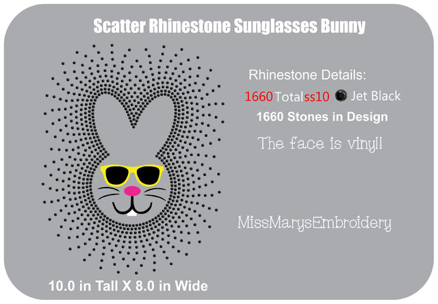 Scatter Rhinestone Sunglasses Bunny SVG MissMarysEmbroidery 