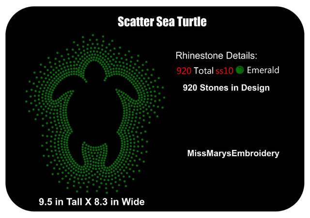 Scatter Rhinestone Turtle SVG MissMarysEmbroidery 