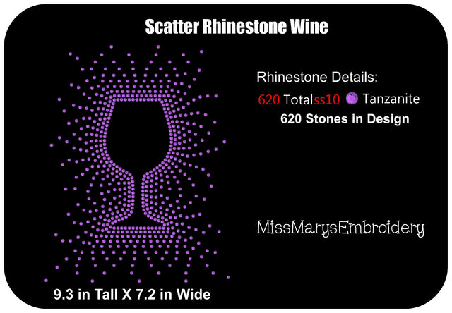 Scatter Rhinestone Wine SVG MissMarysEmbroidery 