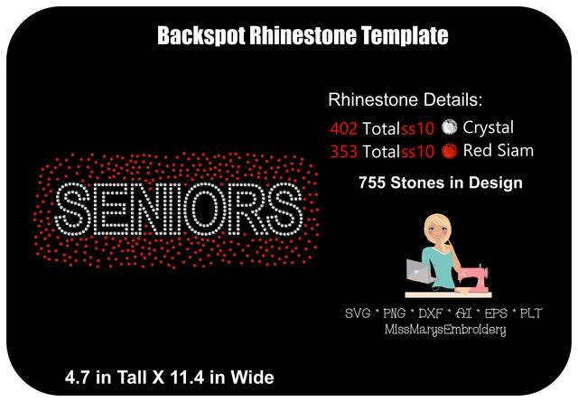 Scatter Seniors Rhinestone Template | Rhinestone SVG | Seniors SVG SVG MissMarysEmbroidery 