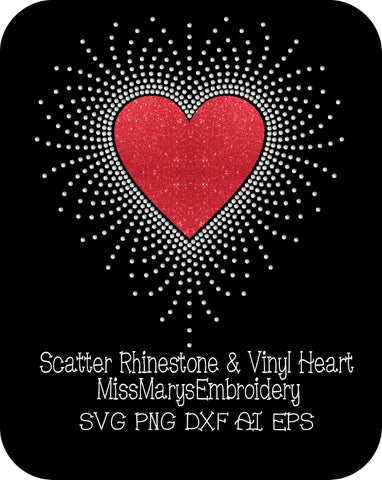 Scatter Vinyl & Rhinestone Heart SVG MissMarysEmbroidery 