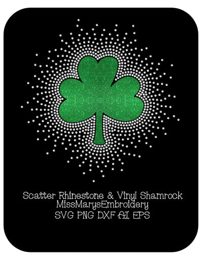 Scatter Vinyl & Rhinestone Shamrock SVG MissMarysEmbroidery 