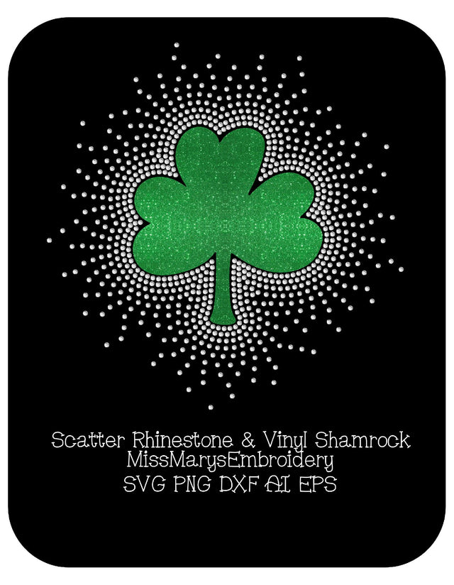 Scatter Vinyl & Rhinestone Shamrock SVG MissMarysEmbroidery 