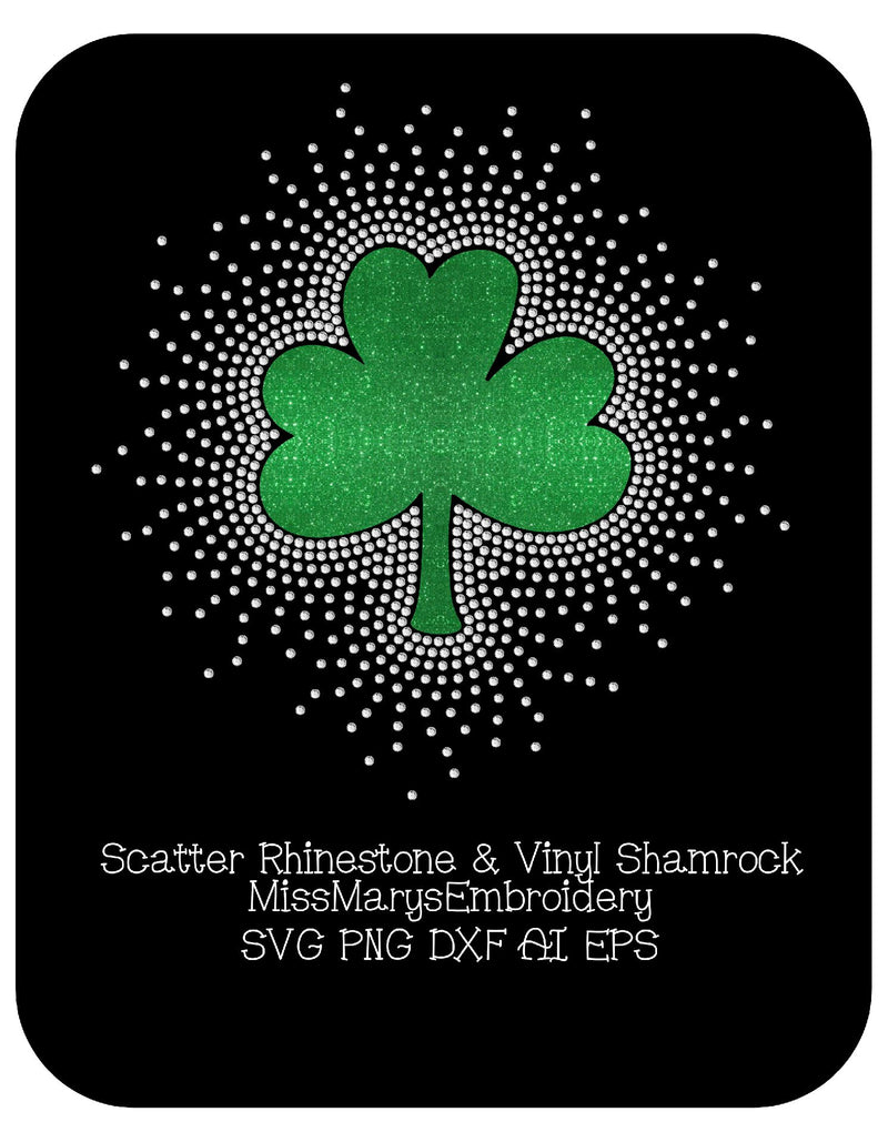 Scatter Vinyl & Rhinestone Shamrock SVG MissMarysEmbroidery 