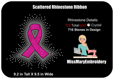 Scattered Awareness Ribbon | Rhinestone Design | Rhinestone Ribbon SVG MissMarysEmbroidery 