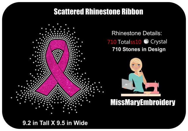 Scattered Awareness Ribbon | Rhinestone Design | Rhinestone Ribbon SVG MissMarysEmbroidery 