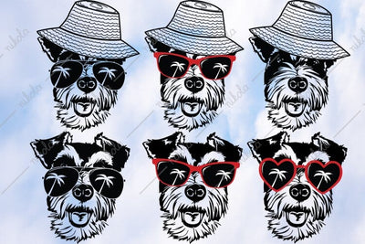 Schnauzer Sunglasses, Straw Hat, Summer Hat, Dog, Palm Tree, Clipart, for Cricut, SVG, PNG, EPS, DXF, PDF SVG nikola 