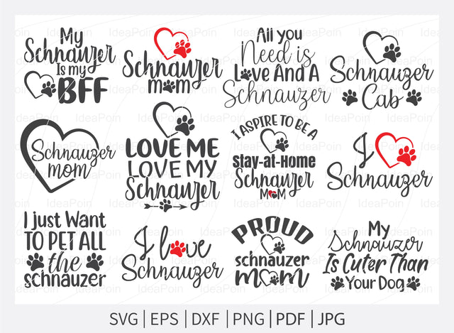 Schnauzer SVG Bundle, Schnauzer SVG, Dog Lover svg, Schnauzer Dog quotes, Schnauzer t-shirt design, Dog silhouette svg, Dog breed svg SVG Dinvect 