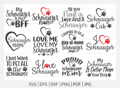 Schnauzer SVG Bundle, Schnauzer SVG, Dog Lover svg, Schnauzer Dog quotes, Schnauzer t-shirt design, Dog silhouette svg, Dog breed svg SVG Dinvect 