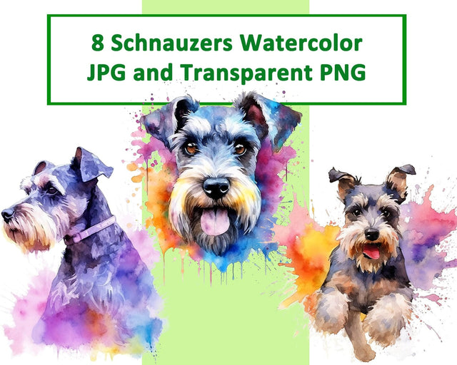 Schnauzer Watercolor Sublimation JPG PNG Sublimation nikola 