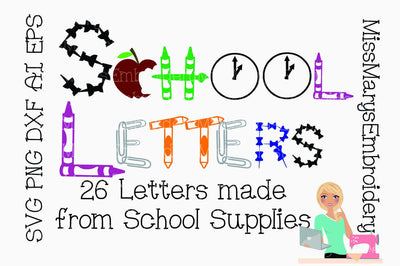 School Alphabet Letters SVG MissMarysEmbroidery