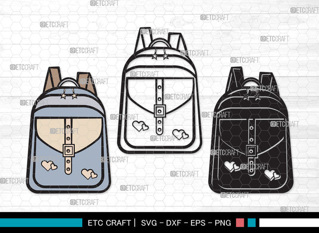 School Backpack Clipart SVG, Bookbag Svg, Backpack Svg, Square Backpack Svg, Knapsack Svg, Large School Bag Svg, School Backpack Clipart SVG ETC Craft 