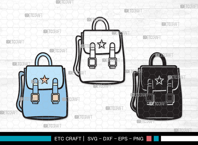 School Backpack Clipart SVG, Bookbag Svg, Backpack Svg, Square Backpack Svg, Knapsack Svg, Large School Bag Svg, School Backpack Clipart SVG ETC Craft 