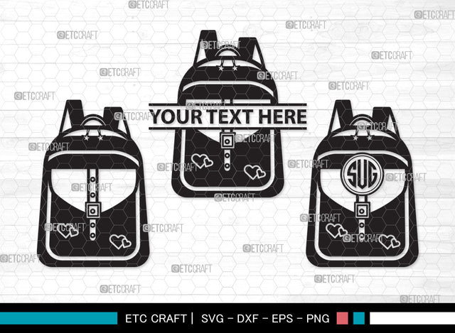 School Backpack Monogram SVG, Bookbag Svg, Backpack Svg, Square Backpack Svg, Knapsack Svg, Large School Bag Svg, School Backpack Monogram SVG ETC Craft 