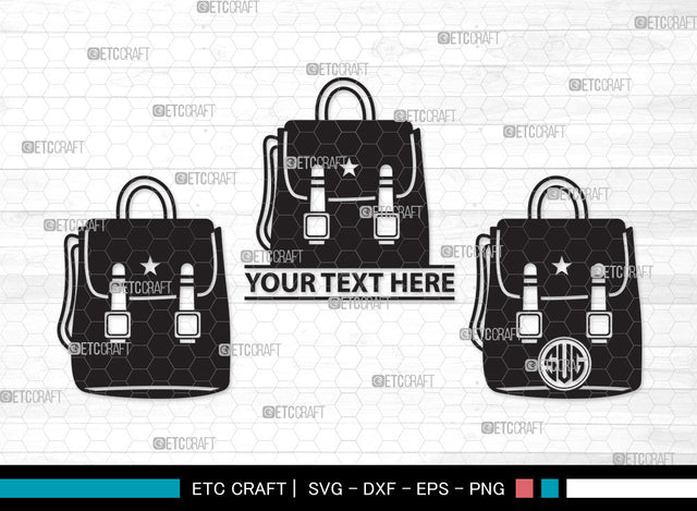 School Backpack Monogram SVG, Bookbag Svg, Backpack Svg, Square Backpack Svg, Knapsack Svg, Large School Bag Svg, School Backpack Monogram SVG ETC Craft 