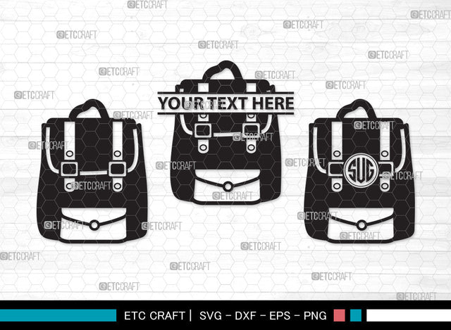 School Backpack Monogram SVG, Bookbag Svg, Backpack Svg, Square Backpack Svg, Knapsack Svg, Large School Bag Svg, School Backpack Monogram SVG ETC Craft 