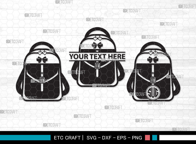 School Backpack Monogram SVG, Bookbag Svg, Backpack Svg, Square Backpack Svg, Knapsack Svg, Large School Bag Svg, School Backpack Monogram SVG ETC Craft 