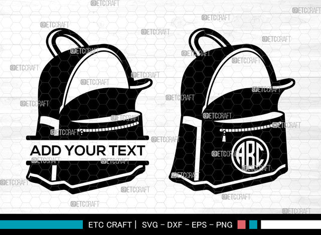 School Backpack Monogram SVG, School Svg, Bookbag Svg, Knapsack Svg, Backpack Svg, Kids Gift Svg, Kindergarten svg, Circle Monogram Svg SVG ETC Craft 
