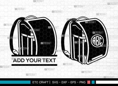 School Backpack Monogram SVG, School Svg, Bookbag Svg, Knapsack Svg, Backpack Svg, Kids Gift Svg, Kindergarten svg, Circle Monogram Svg SVG ETC Craft 