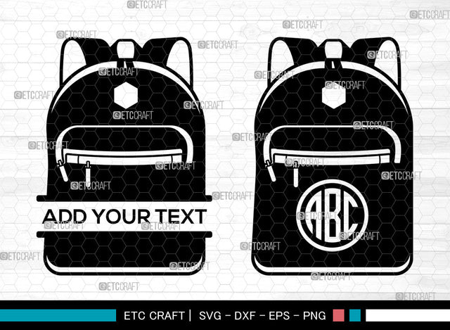 School Backpack Monogram SVG, School Svg, Bookbag Svg, Knapsack Svg, Backpack Svg, Kids Gift Svg, Kindergarten svg, Circle Monogram Svg SVG ETC Craft 
