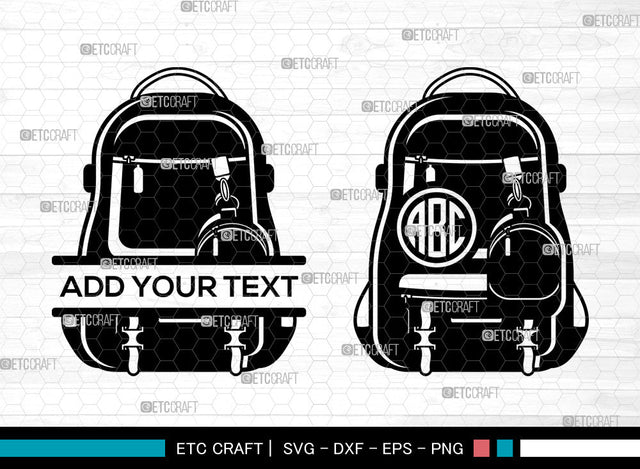 School Backpack Monogram SVG, School Svg, Bookbag Svg, Knapsack Svg, Backpack Svg, Kids Gift Svg, Kindergarten svg, Circle Monogram Svg SVG ETC Craft 